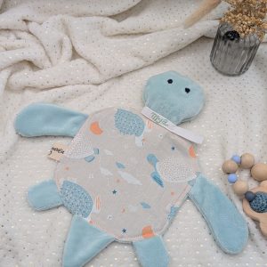 Doudou tortue vert d'eau